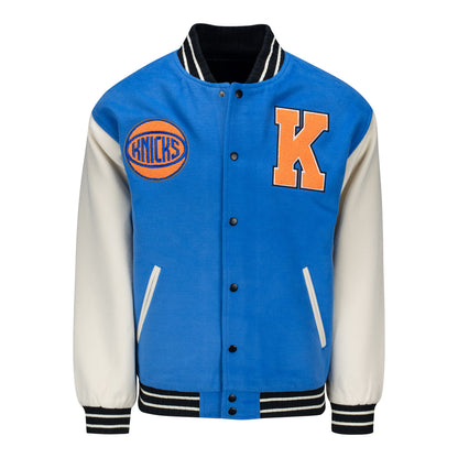 FISLL Knicks Unisex Varsity Jacket - In Blue - Front View