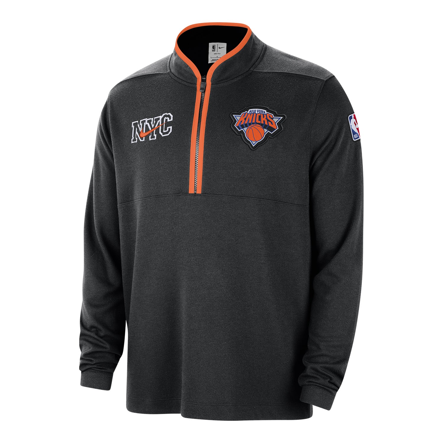 2023-24 Nike Knicks CITY EDITION Dri-FIT Black Half Zip Pullover - Front View