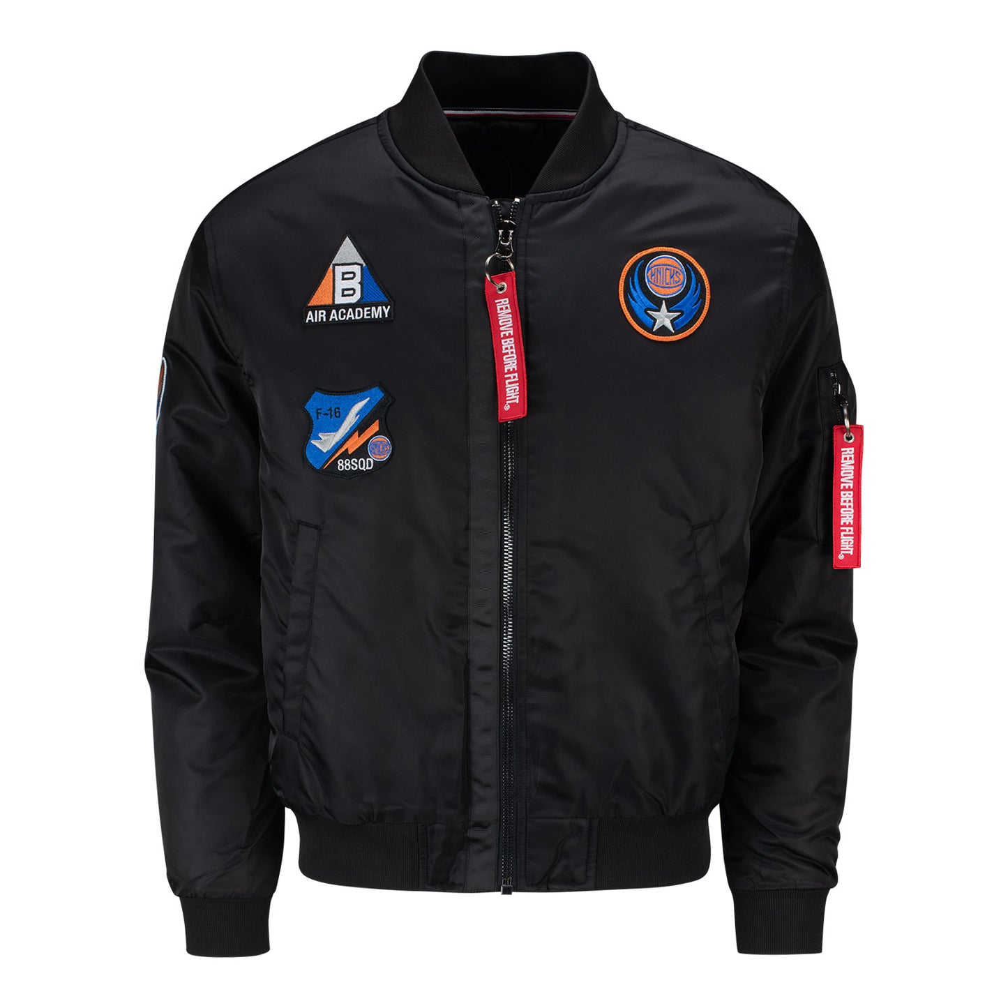 FISLL Knicks Flight Jacket In Black - Front View