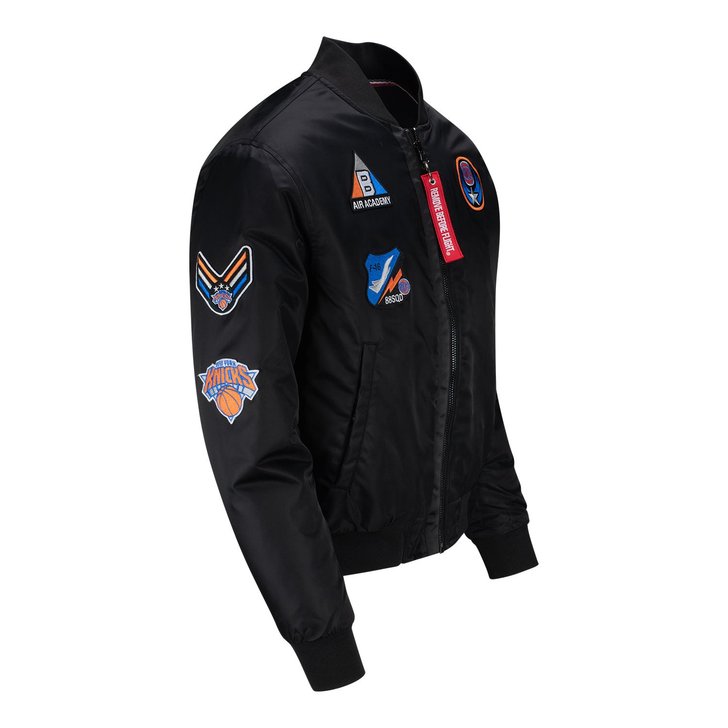 FISLL Knicks Flight Jacket In Black - Angled Right View