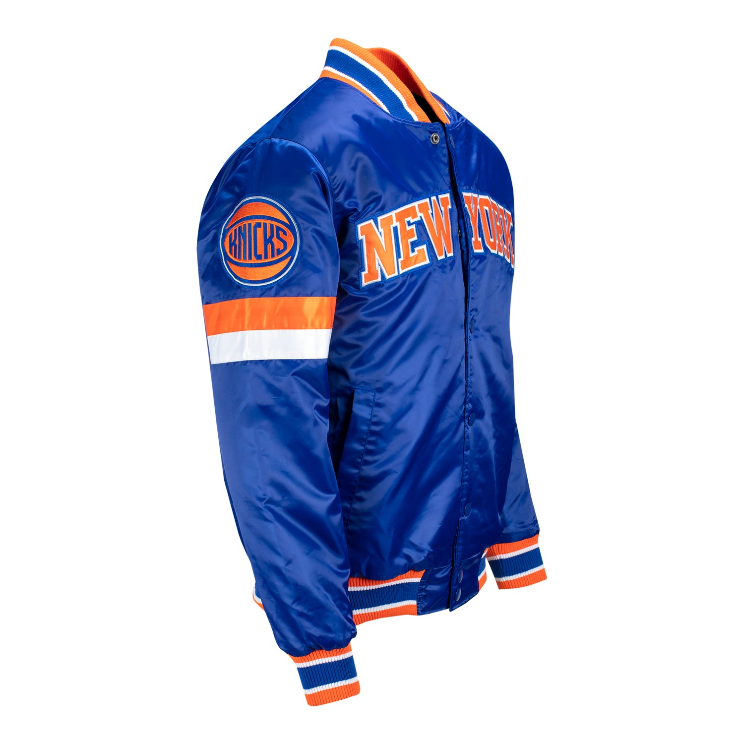 Starter Knicks Home Game Varsity Jacket - Angled Right View
