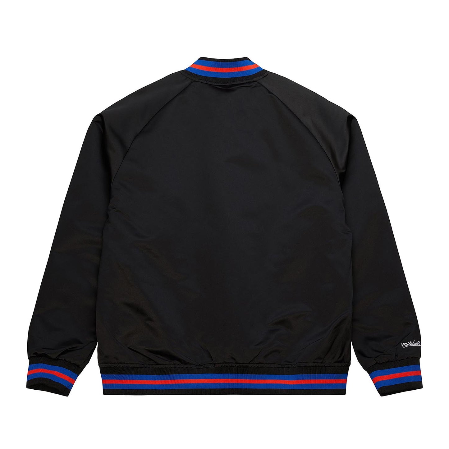 Mitchell & Ness Knicks Black Vintage Wordmark Lightweight Satin Jacket - Back View