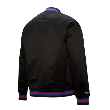 Mitchell & Ness Knicks Black Vintage Wordmark Lightweight Satin Jacket - Back View