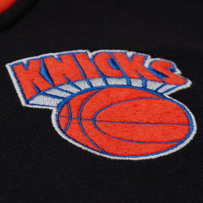 Mitchell & Ness Knicks Courtside Fleece Button Down Hooded Jacket - Patch View