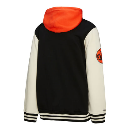 Mitchell & Ness Knicks Courtside Fleece Button Down Hooded Jacket - Back View