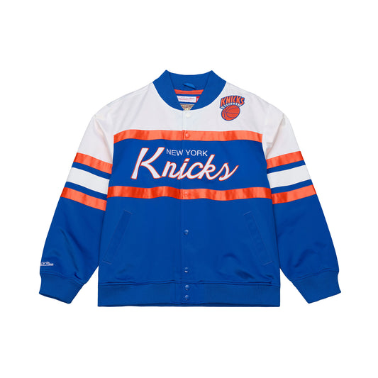 Mitchell & Ness Knicks Team Color Head Coach Lightweight Satin Jacket - Front View