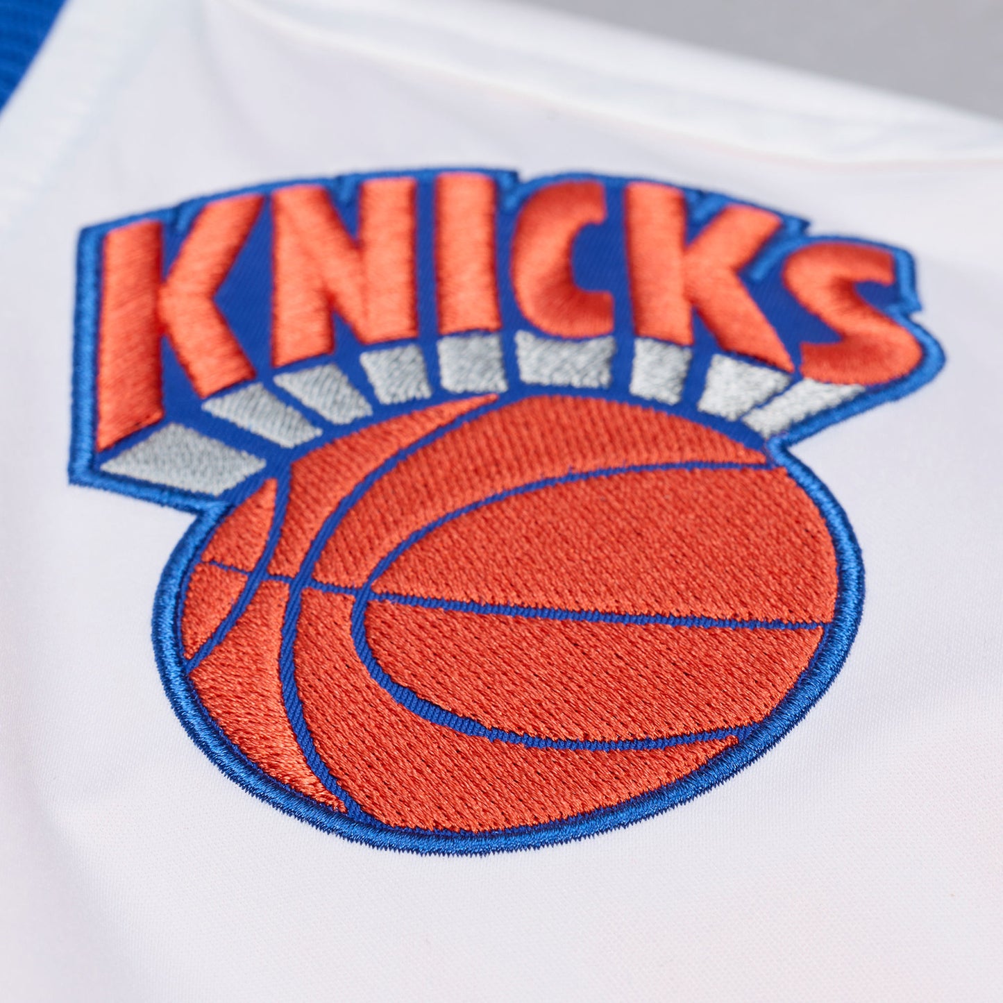 Mitchell & Ness Knicks Team Color Head Coach Lightweight Satin Jacket - Patch View