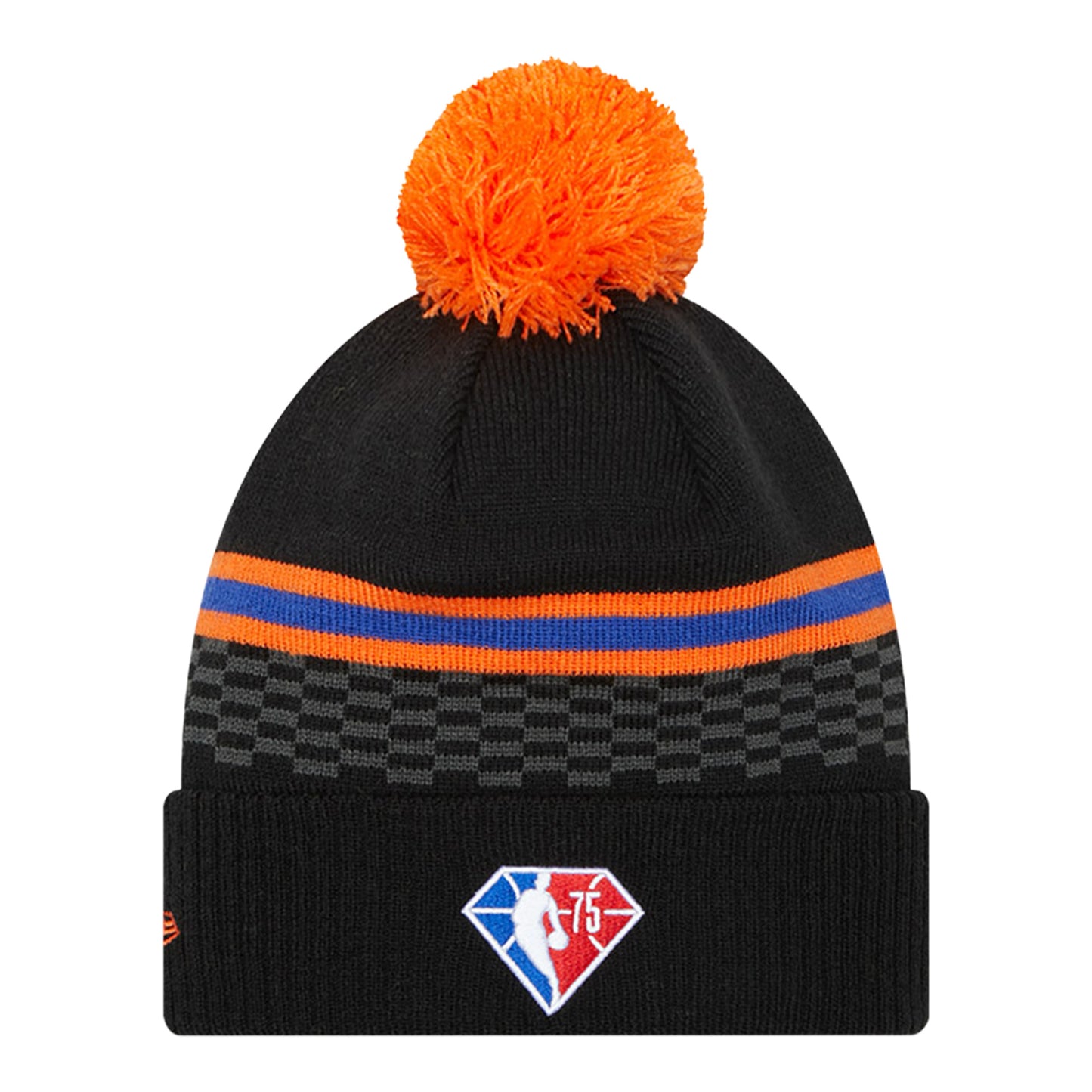 New Era Knicks 21-22 City Edition Knit Pom Hat In Black - Back View