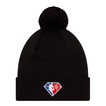 New Era Knicks 21-22 Alt City Edition Knit Pom Hat In Black - Back View
