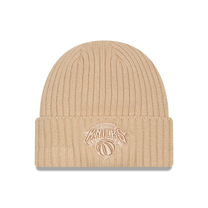 New Era Knicks Color Pack Taupe Knit Cuff - Front View