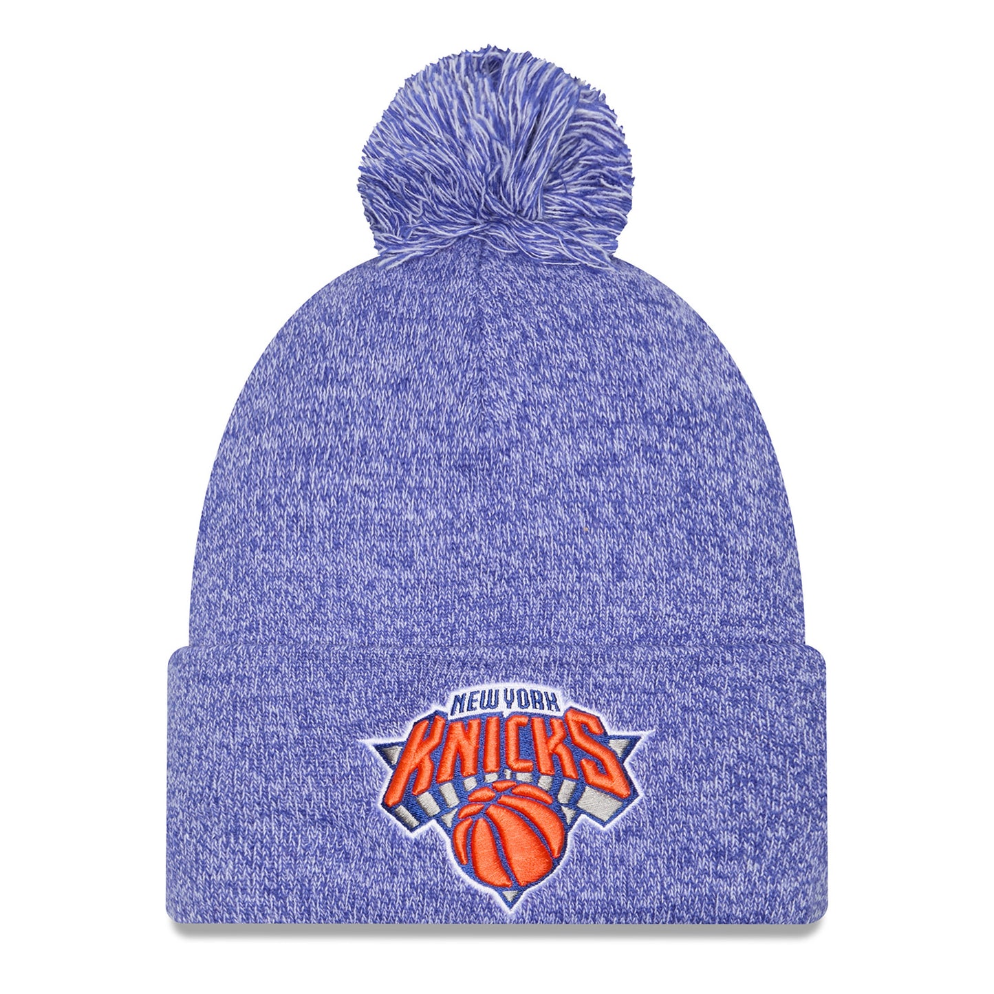 New Era Knicks Marled Royal Knit Pom - Front View