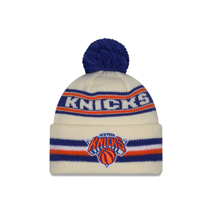 New Era Knicks Classic Chrome/Royal Knit Pom - Front View