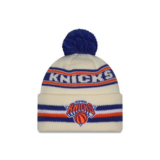 New Era Knicks Classic Chrome/Royal Knit Pom - Front View