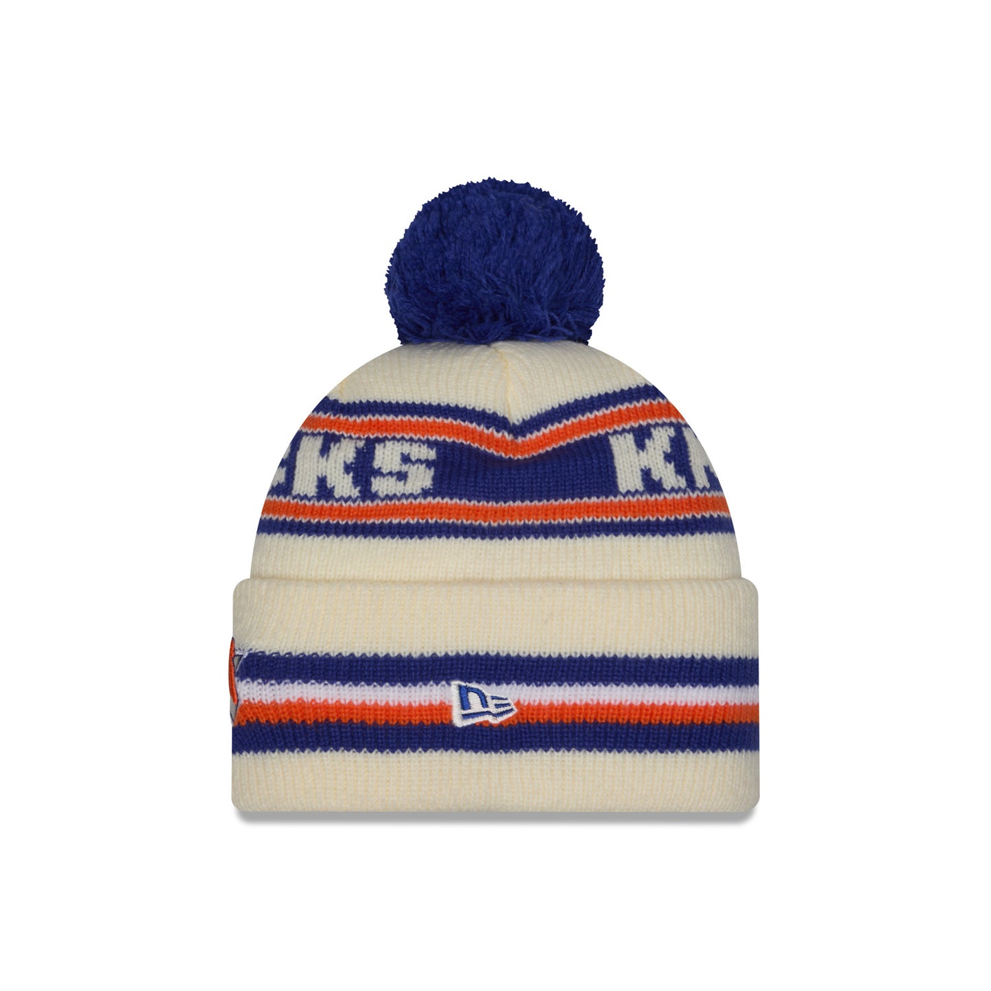 New Era Knicks Classic Chrome/Royal Knit Pom - Side View