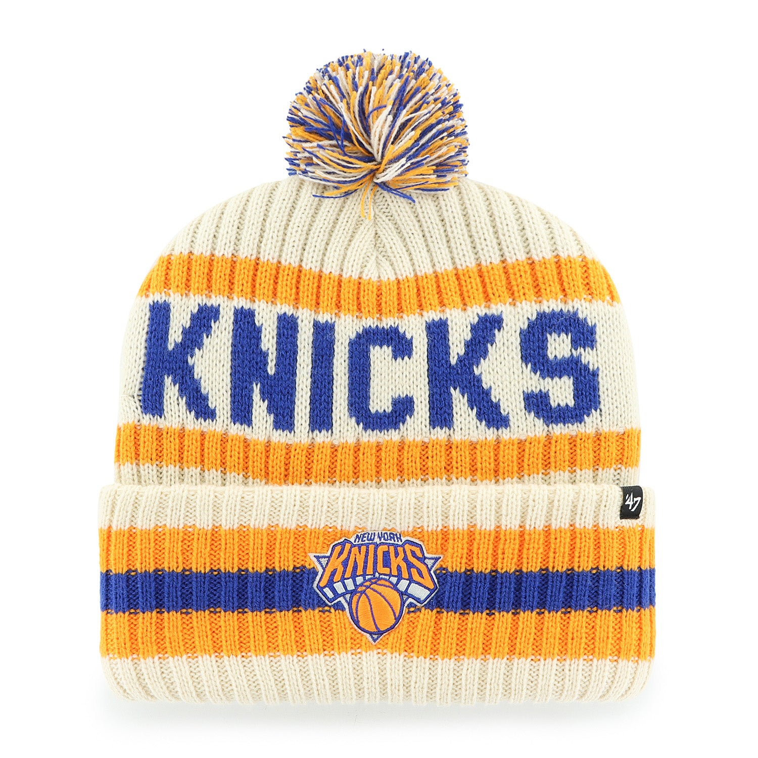 '47 Brand Knicks Natural Bering Pom Cuff Knit - Front View