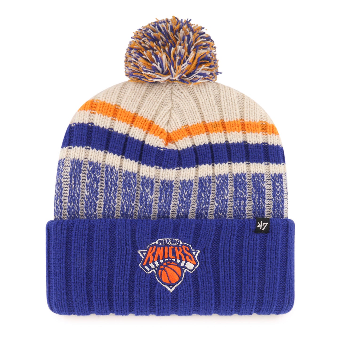 '47 Brand Knicks Natural Long Range Pom Cuff Knit - Front View