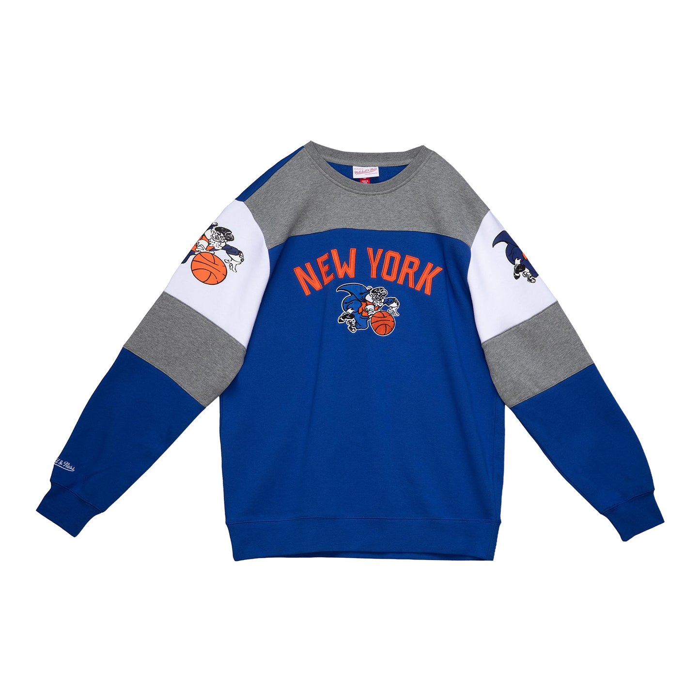 Knicks Mitchell & Ness Overtime Fleece Crew In Blue - Front View