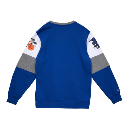 Knicks Mitchell & Ness Overtime Fleece Crew In Blue - Back View