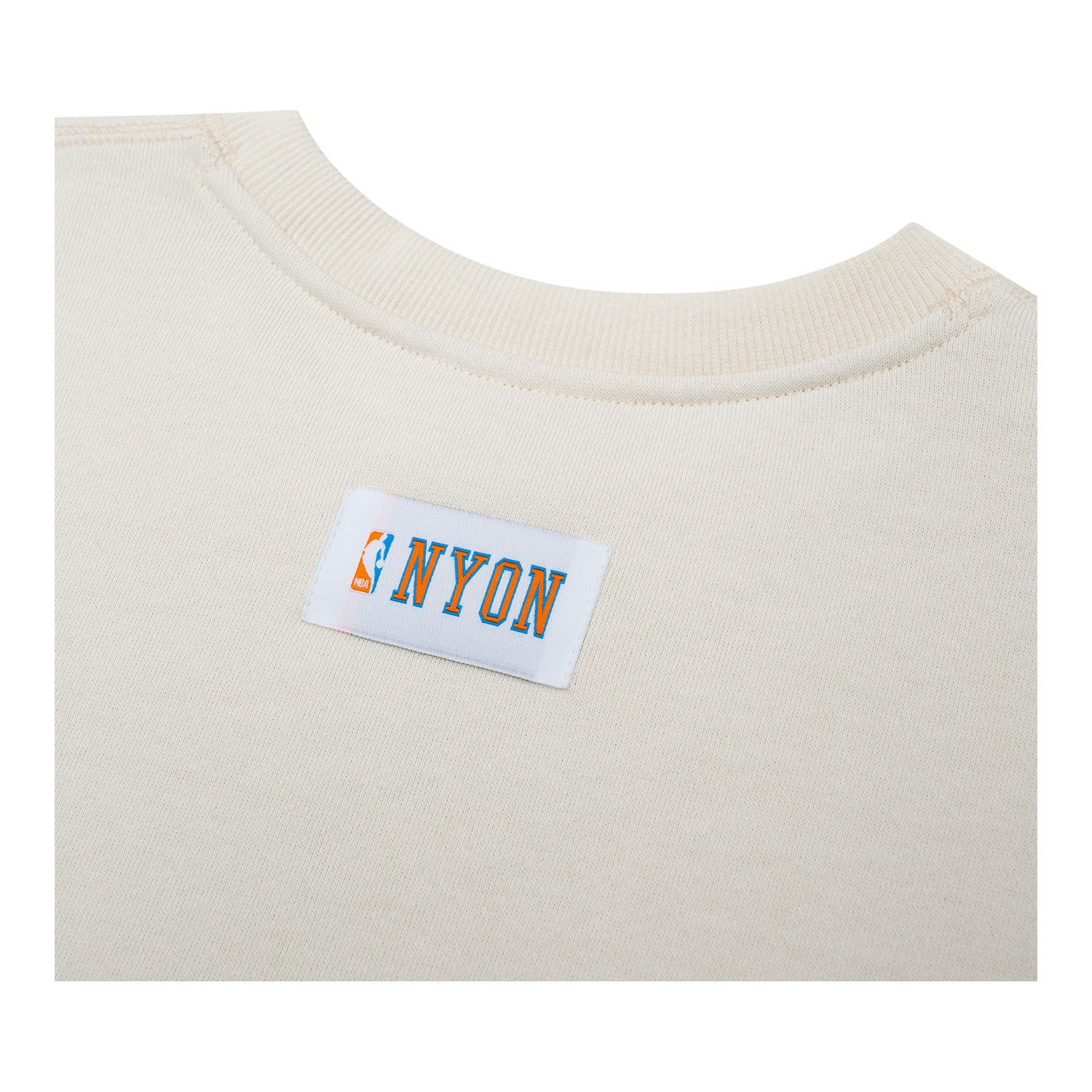 NYON x Knicks "Heyday" Crewneck - In White - Close Up Back View