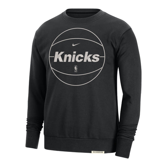 Nike Knicks Dri-fit Standard Issue Black Ball Logo Crew - In Black - Front View