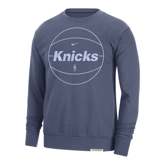 Nike Knicks Dri-fit Standard Issue Blue Ball Logo Crew - In Blue - Front View