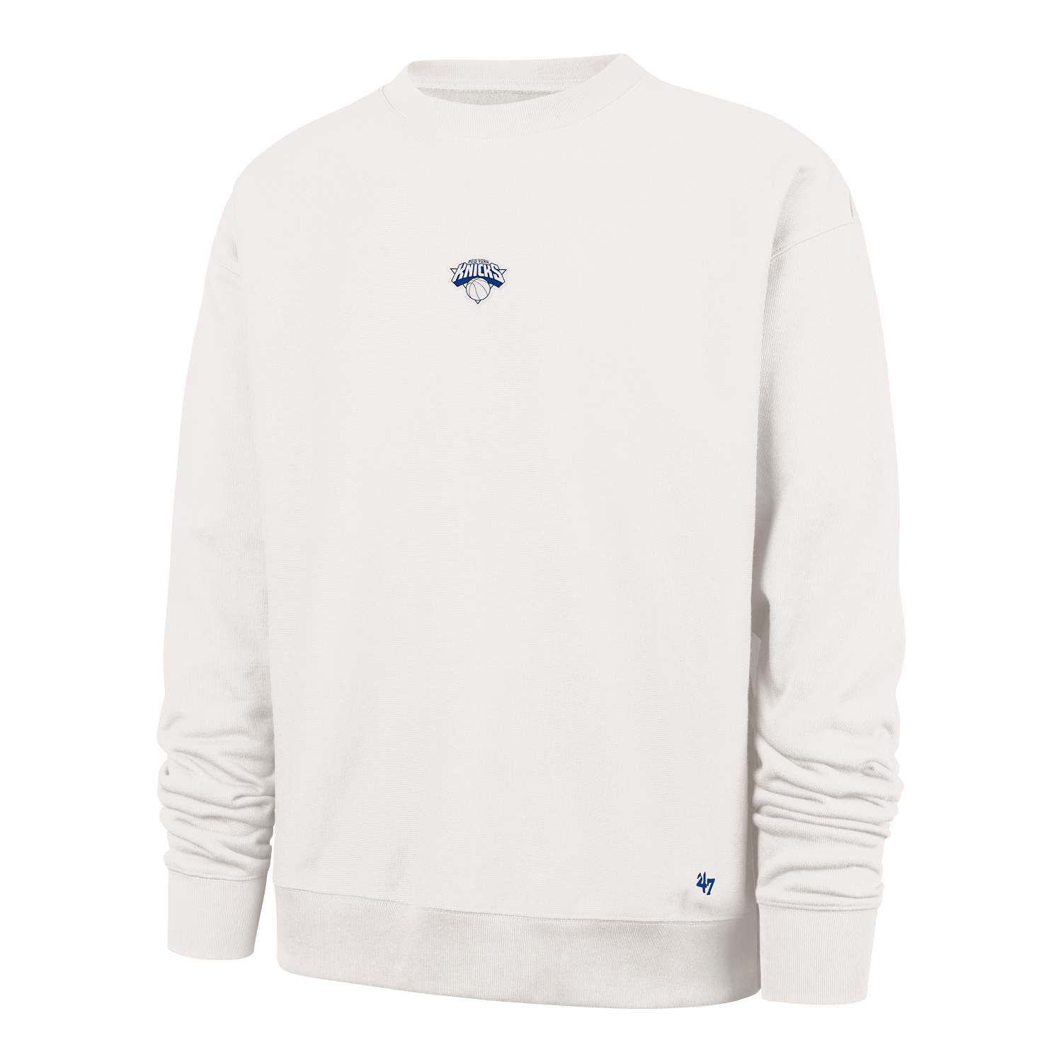 47 Brand Knicks Sandstone Offside Foundation Crew In White - Front View
