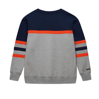Mitchell & Ness Knicks Grey/Navy Head Coach Fleece Crew - Back View