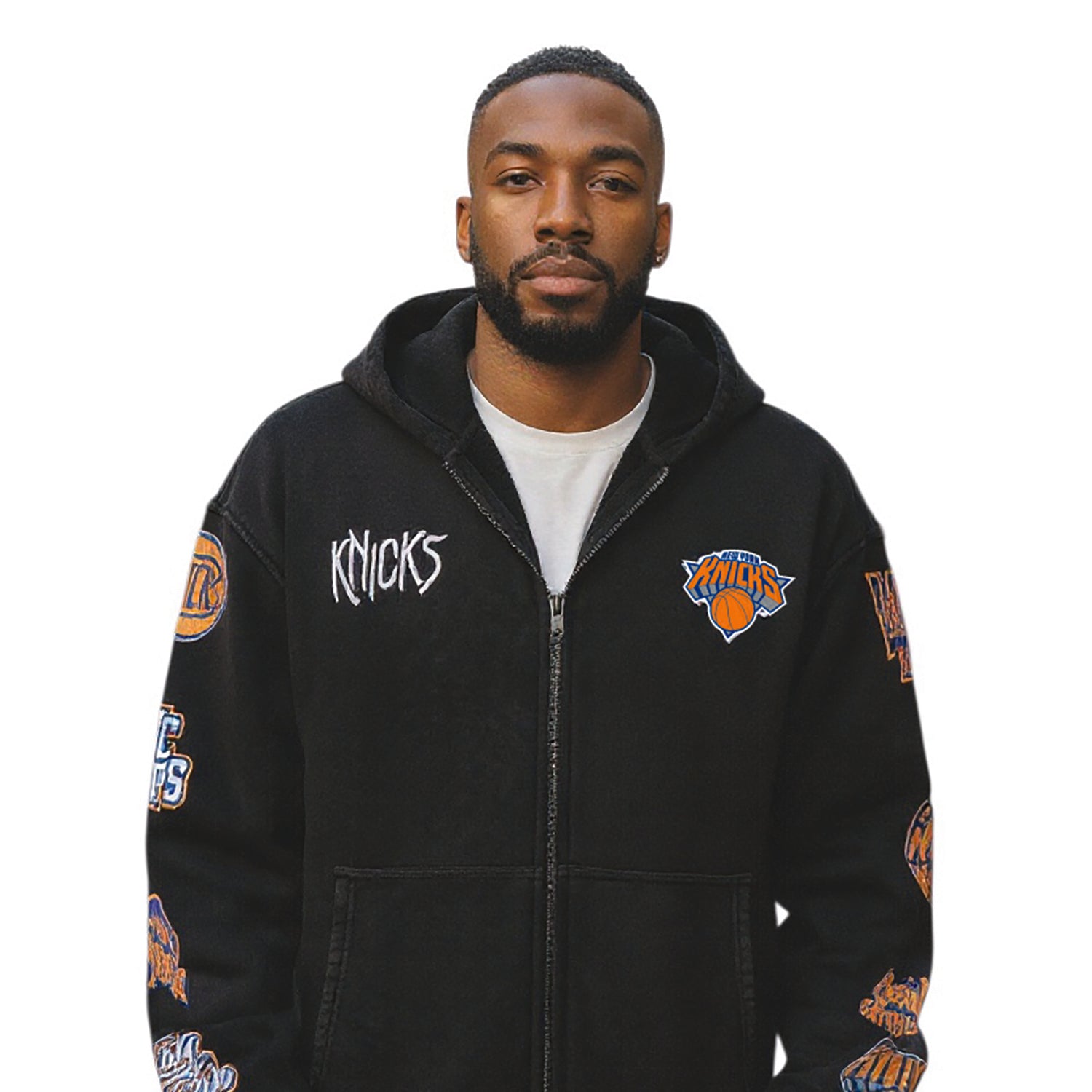 Wild Collective Knicks Acid Wash Oversized Full Zip Hoodie – Shop