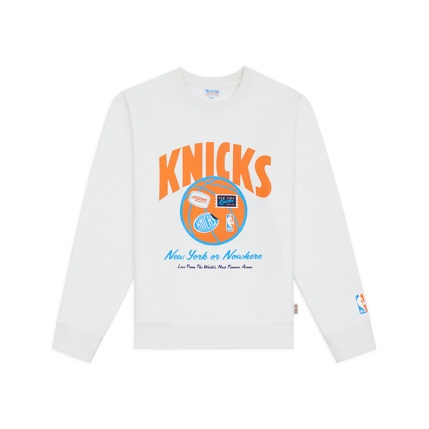 NYON x Knicks Game Changer Off White Crewneck - Front View