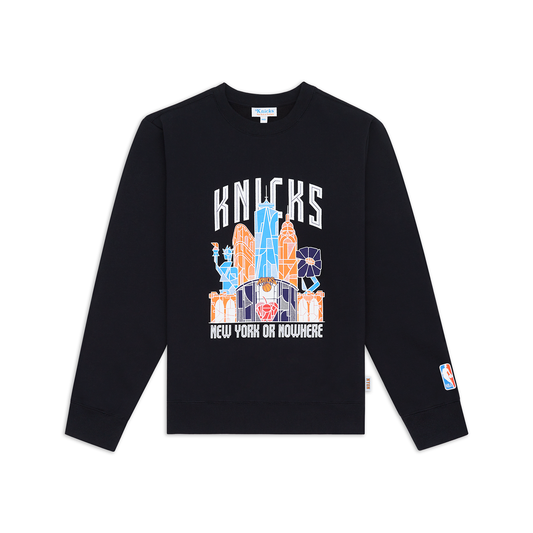 NYON x Knicks Skyscraper Black Crewneck - Front View