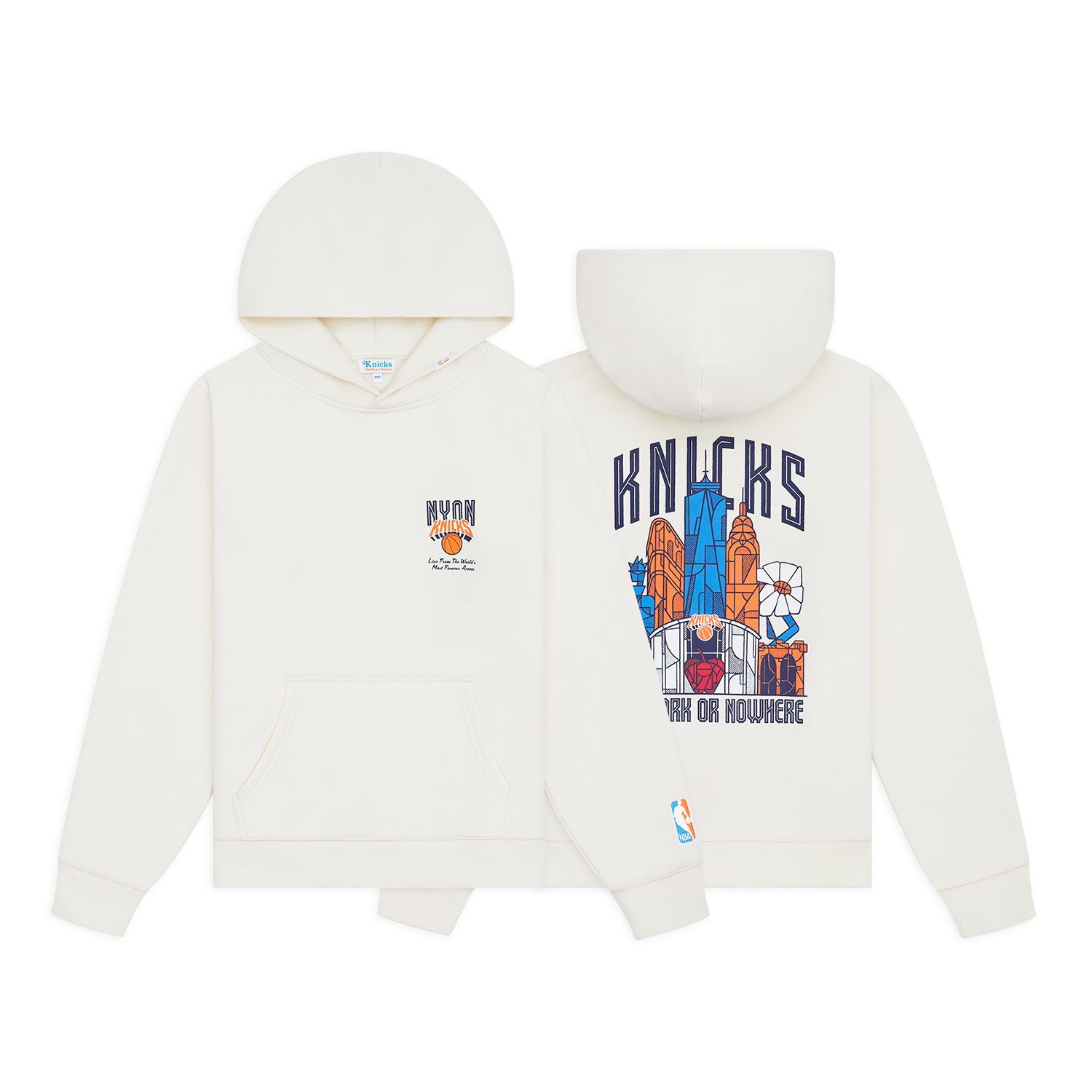 NYON x Knicks Skyscraper Cream Hoodie - Full View