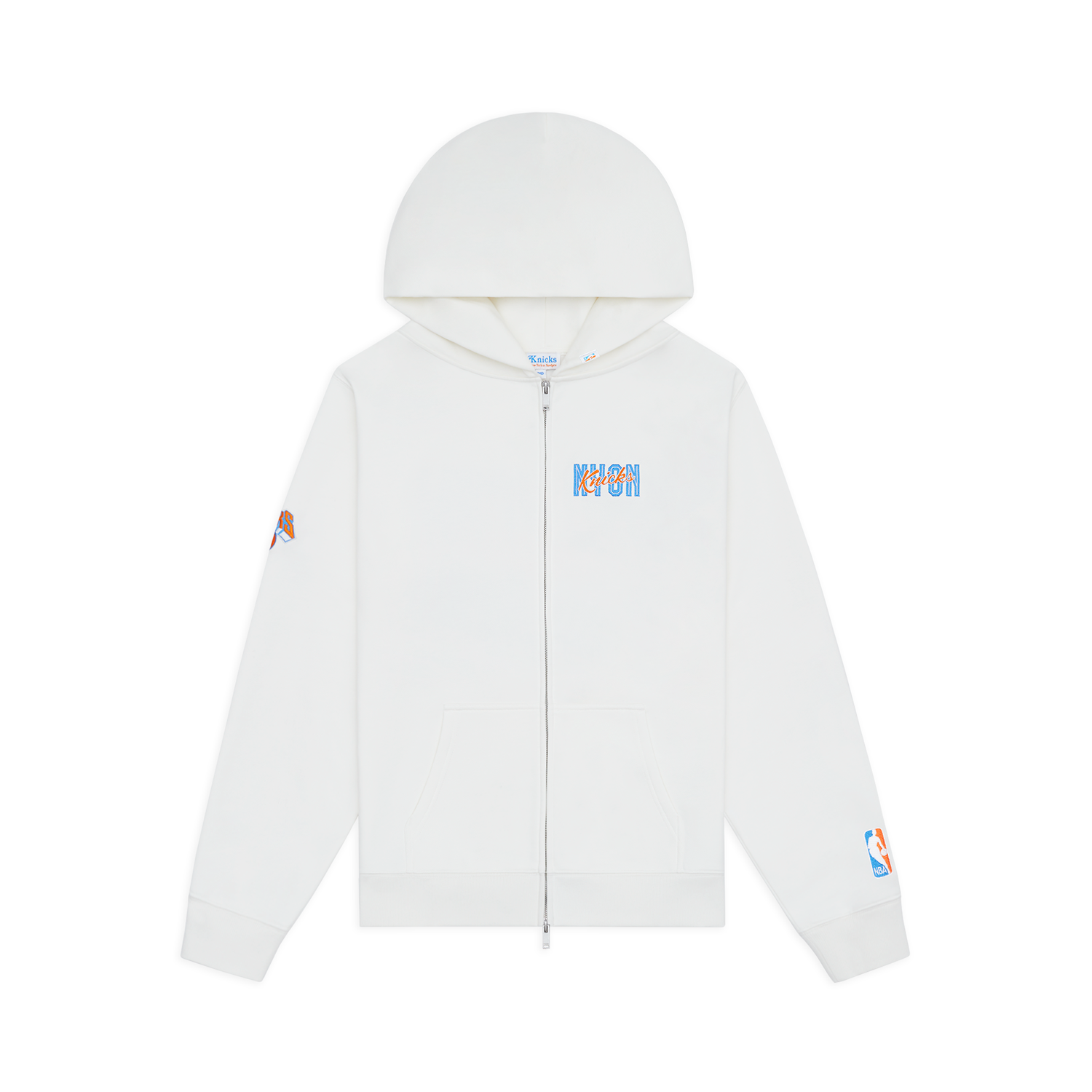 NYON x Knicks Crisscross Off White Zip Hoodie - Front View