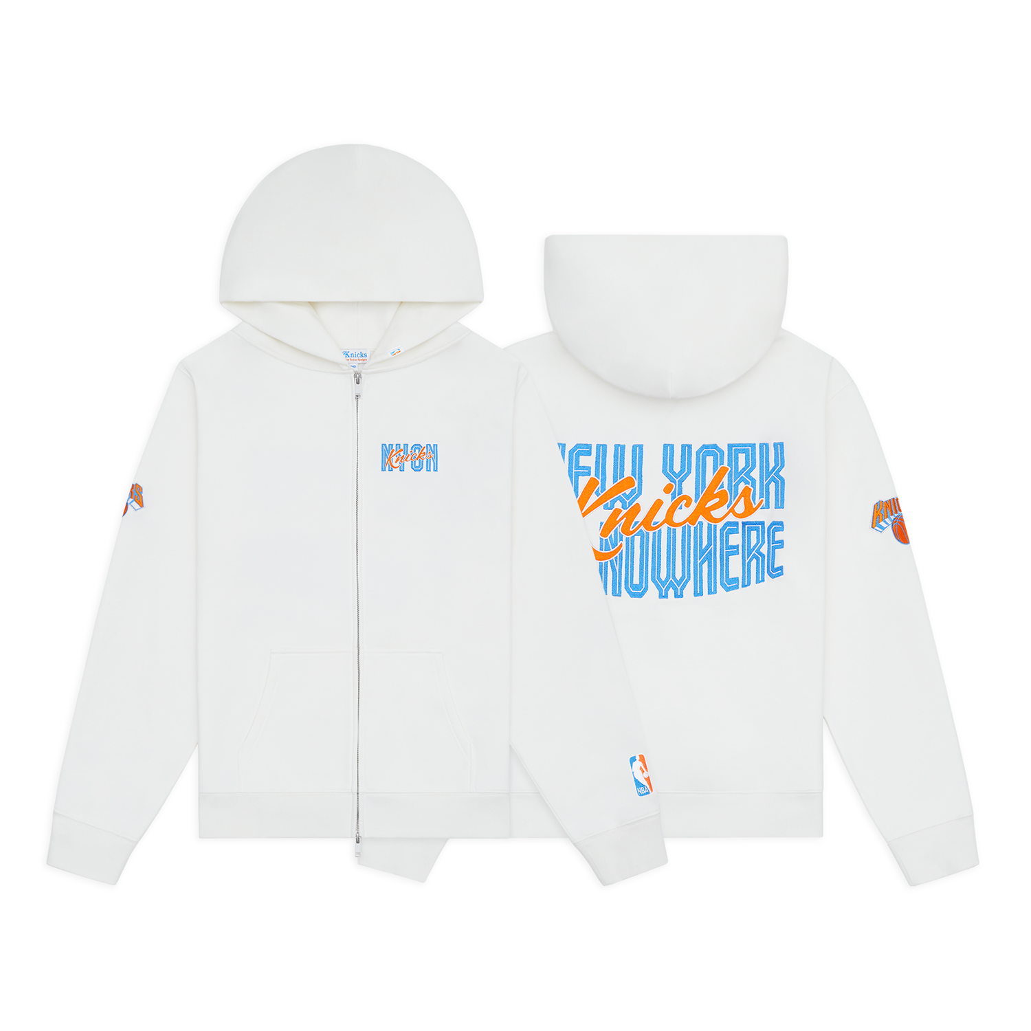 NYON x Knicks Crisscross Off White Zip Hoodie - Full View