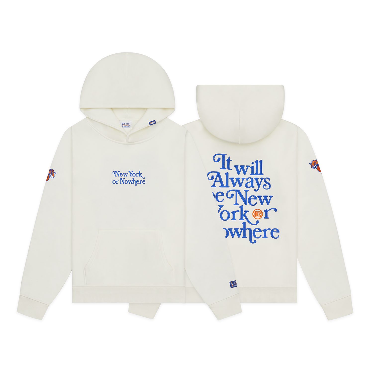 NYON x Knicks Ivory Motto Hoodie - Full View