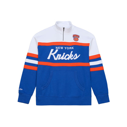 Mitchell & Ness Knicks Team Color Head Coach 1/4 Zip Pullover - Front View