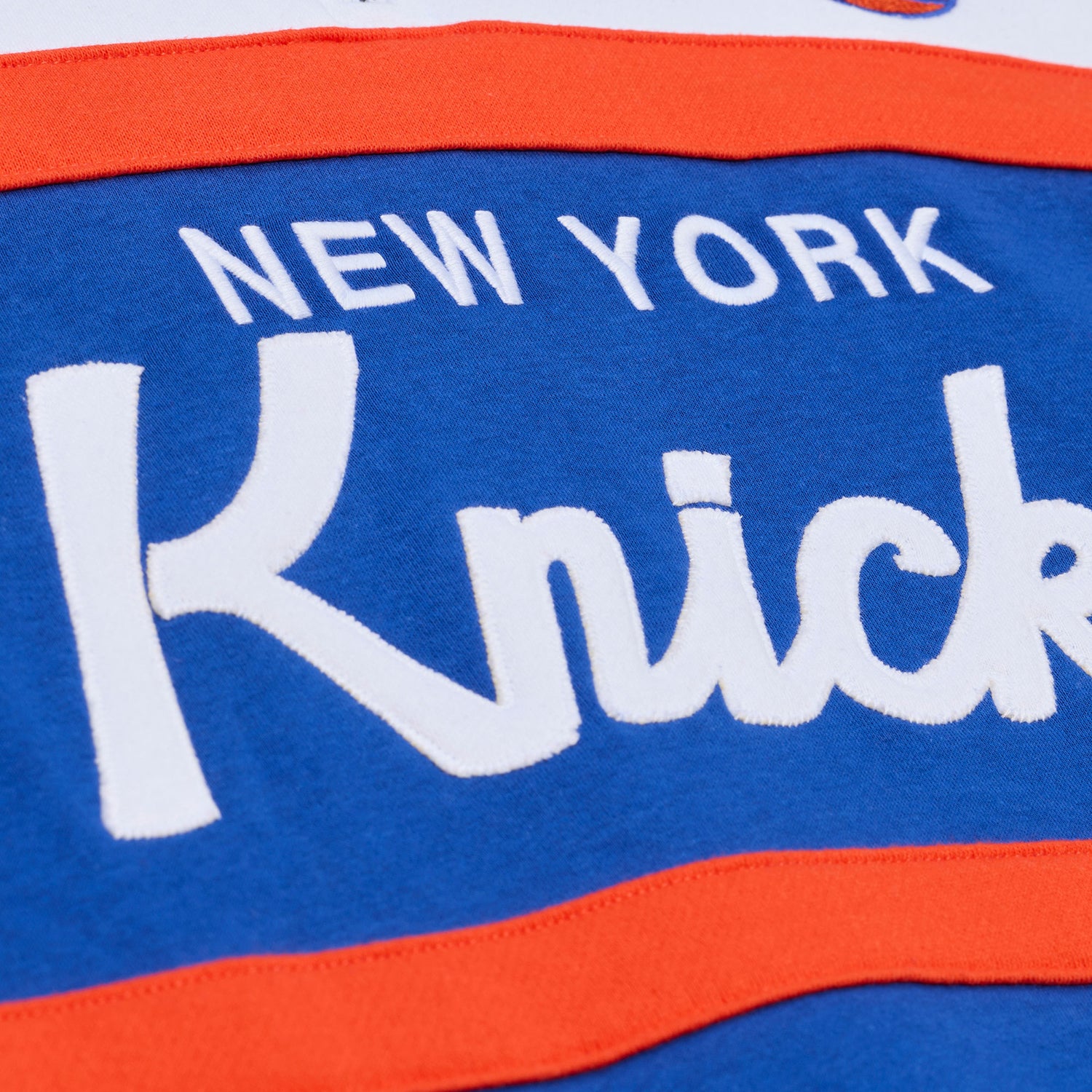 Mitchell & Ness Knicks Team Color Head Coach 1/4 Zip Pullover - Wordmark View