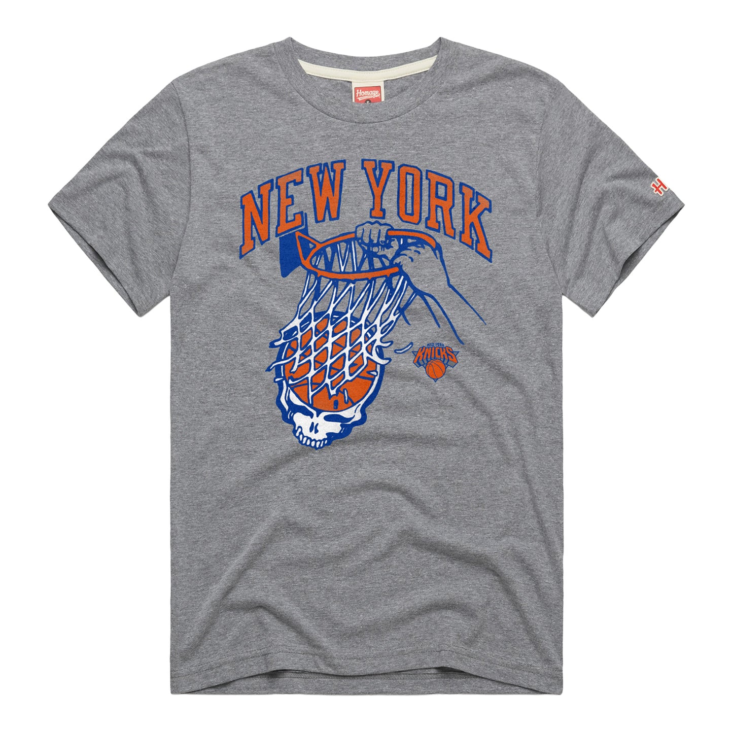 Homage Knicks x Grateful Dead T-Shirt In Grey - Front View