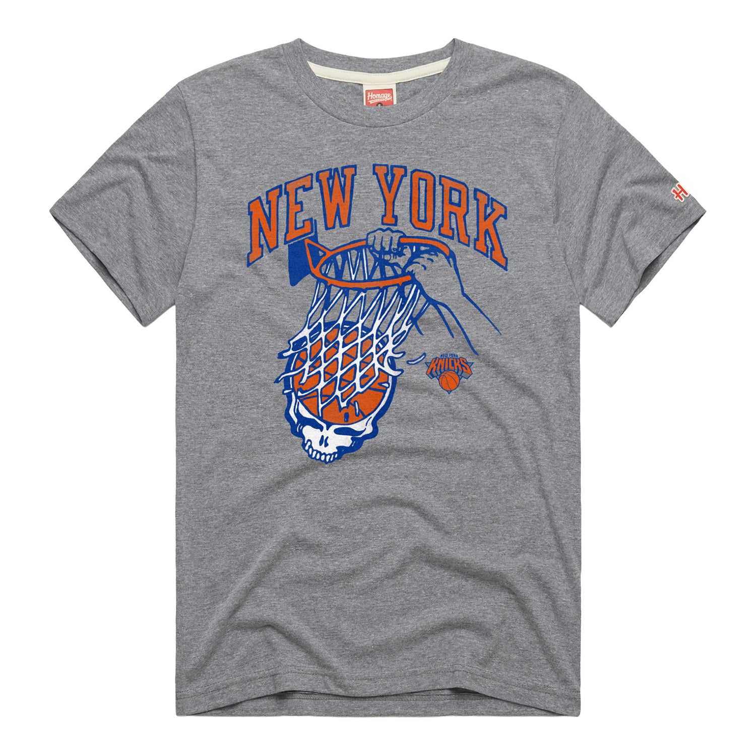 Homage Knicks x Grateful Dead T-Shirt In Grey - Front View