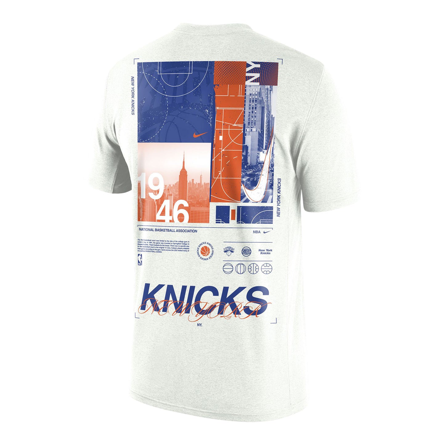 Nike Knicks Courtside Tee - In White - Back View