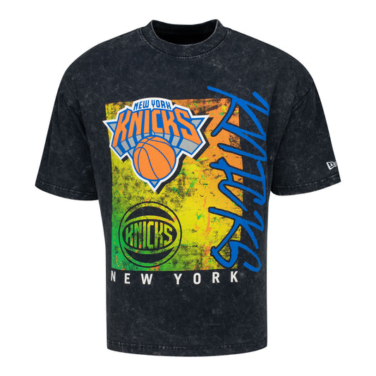 New Era Knicks Sport Classic Black Splatter Tee - Front View