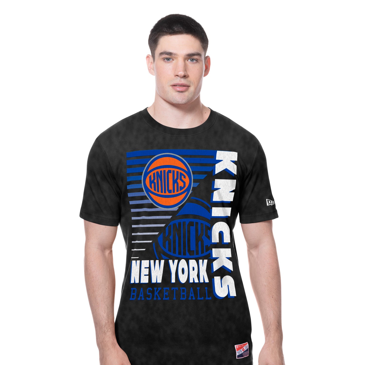 New Era Knicks Throwback Collection Washed Black Tee - Front View