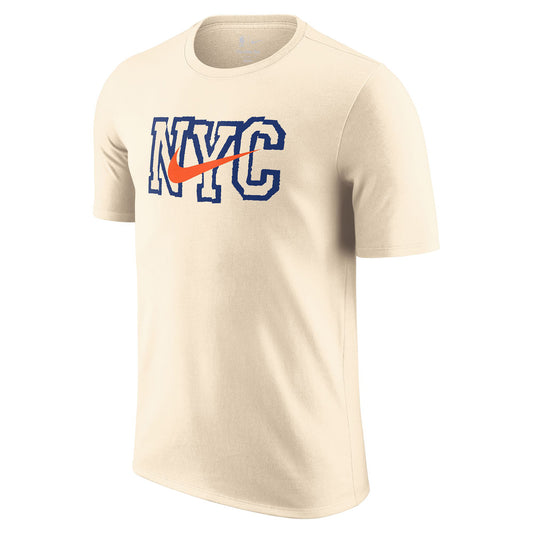 Nike Knicks City Edition 2025-26 Cream Essential Logo Tee - Front View