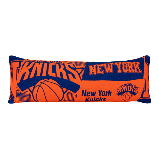 Northwest Knicks Overshift Jacquard Body Pillow - In Blue And Orange - Front View