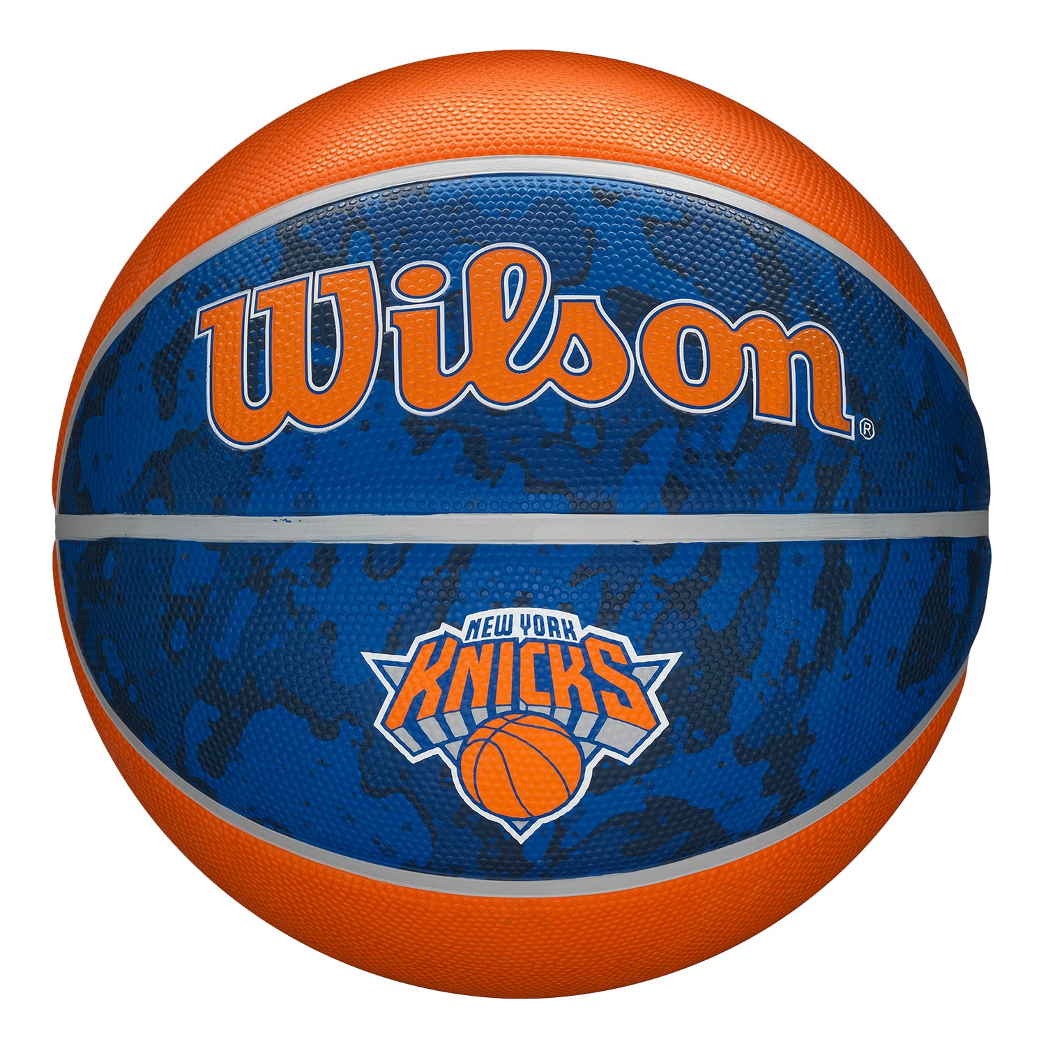 Wilson Knicks Tie Dye Basketball - In Blue And Orange - Front View