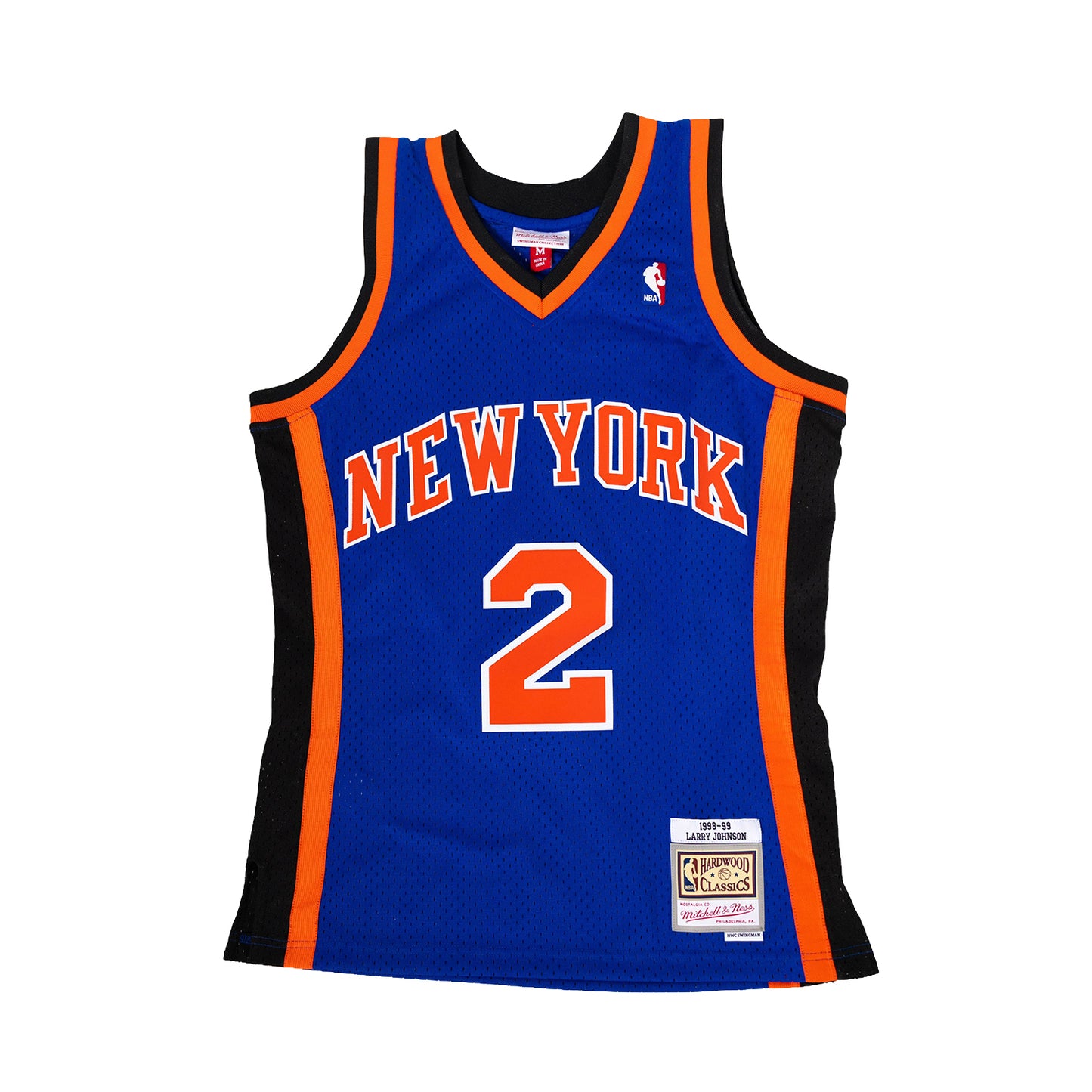 Autographed Larry Johnson New York Knicks Mitchell & Ness Knicks Classics Swingman Road Jersey - Front View