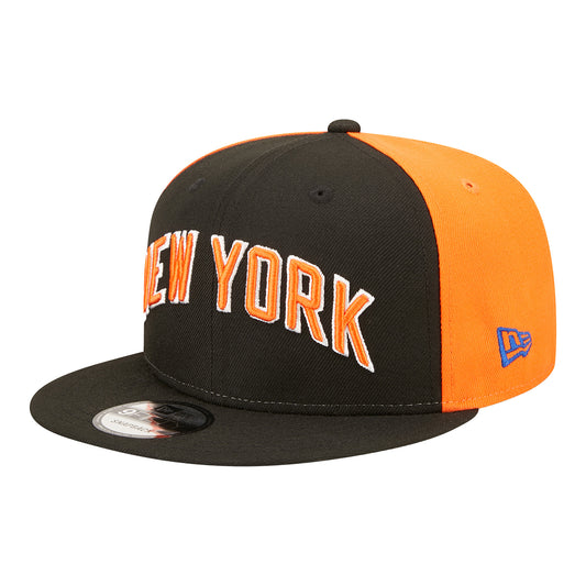 New Era Knicks City Edition 22-23 JR Kids Snapback Hat - In Black - Left View