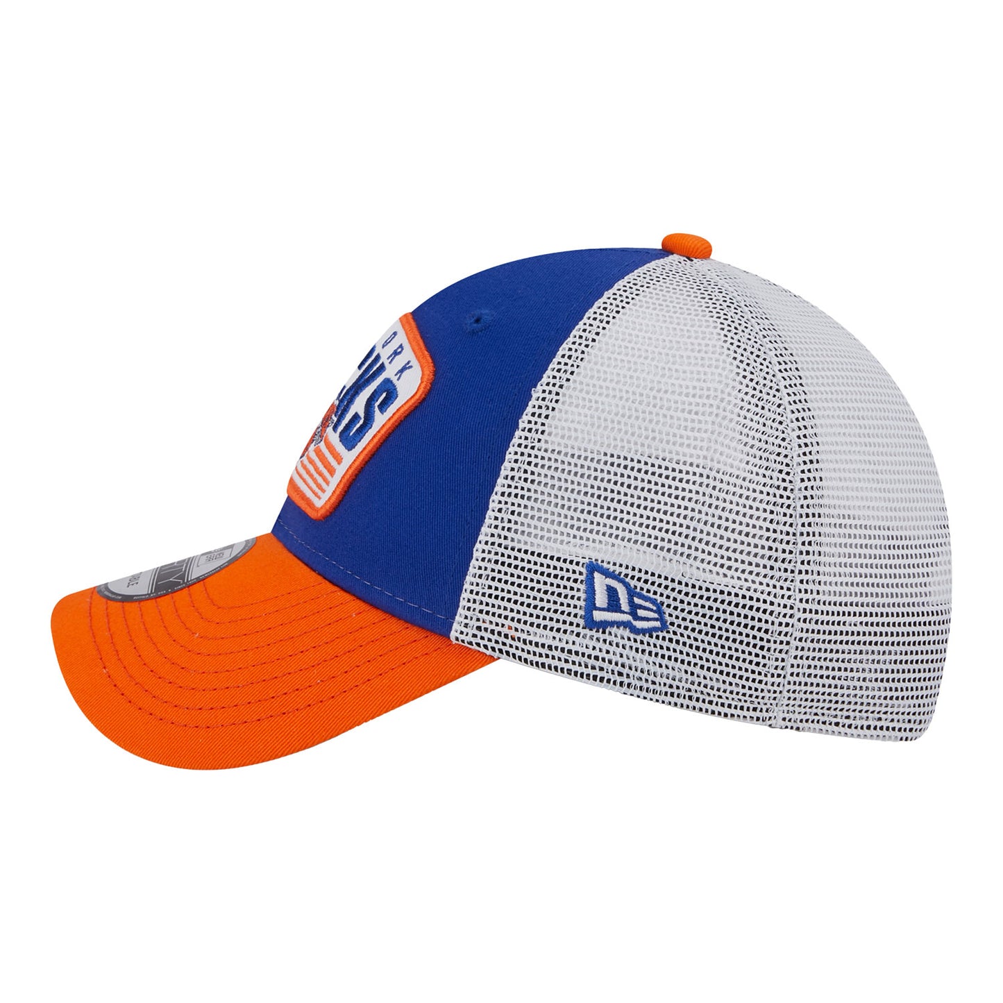 Youth New Era Knicks Two-Tone Patch Adjustable Hat - In Blue And Orange - Left View