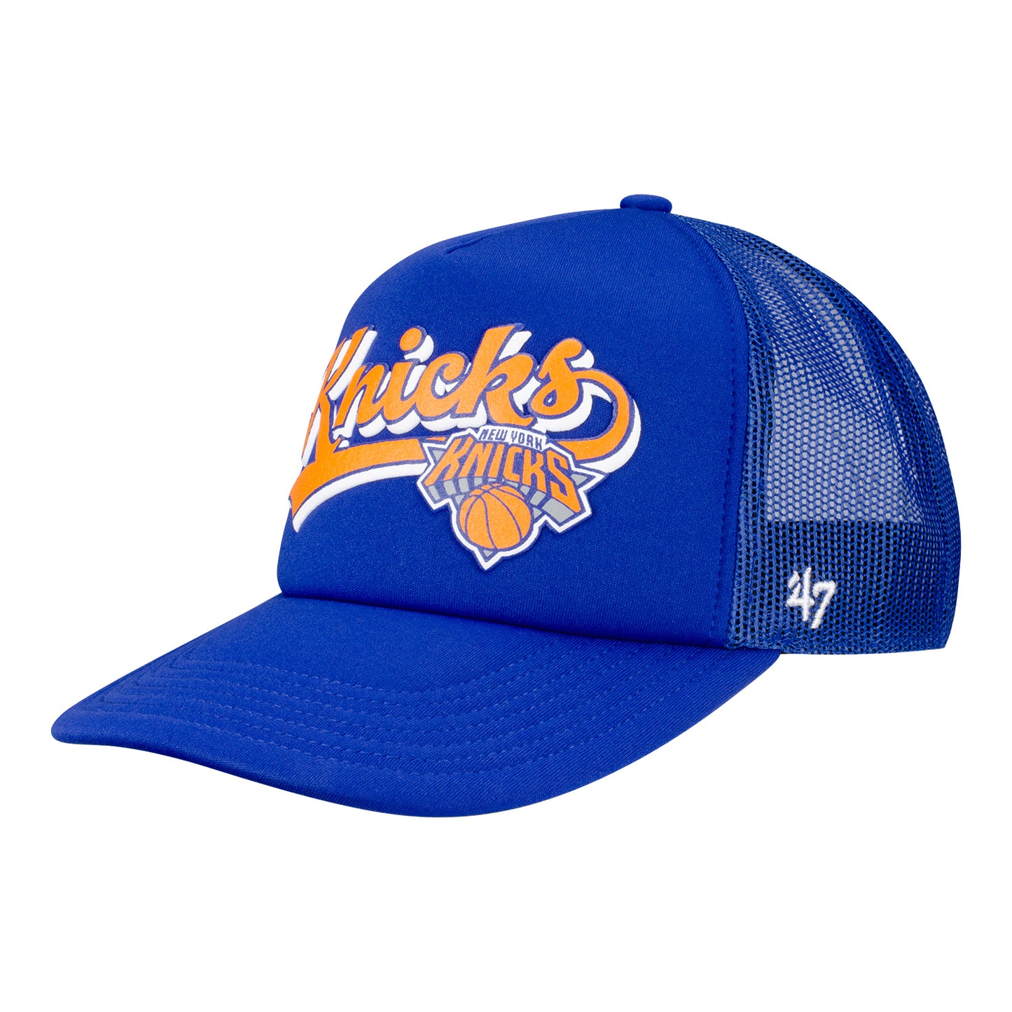 Youth '47 Brand Knicks Kirk Trucker In Blue - Front Left View