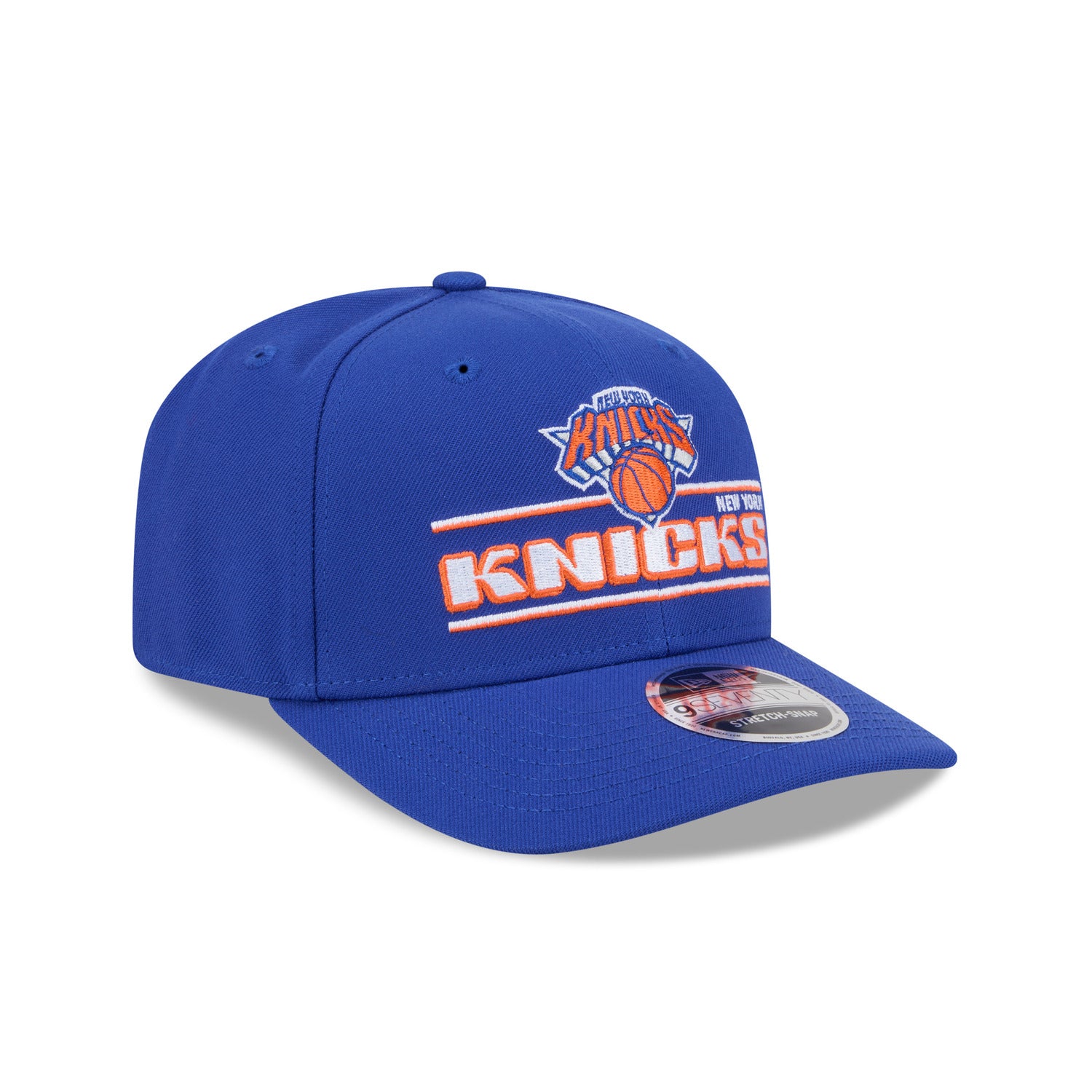 Youth New Era Knicks Stated 970 Stretch Snapback Royal - Front Right View