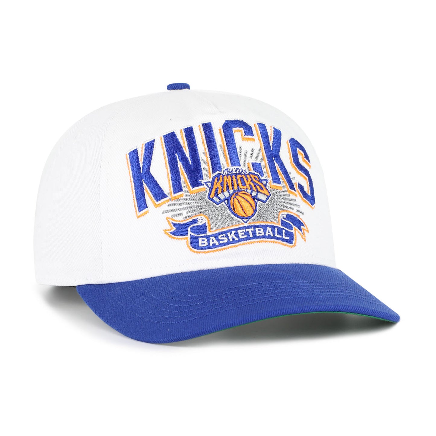 Youth '47 Brand Knicks White Prime Play Hitch Snapback - Front Right View